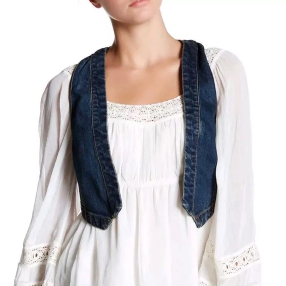 Free People Jackets & Blazers - Free People dark wash denim vest Small